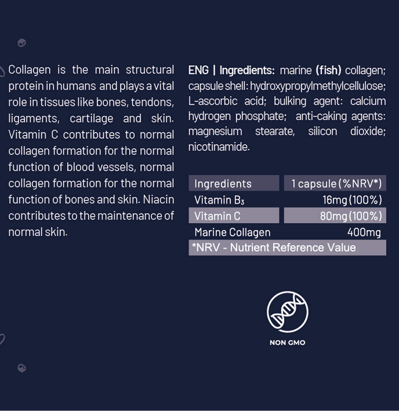 Jūrinis kolagenas su vitaminais C ir B3